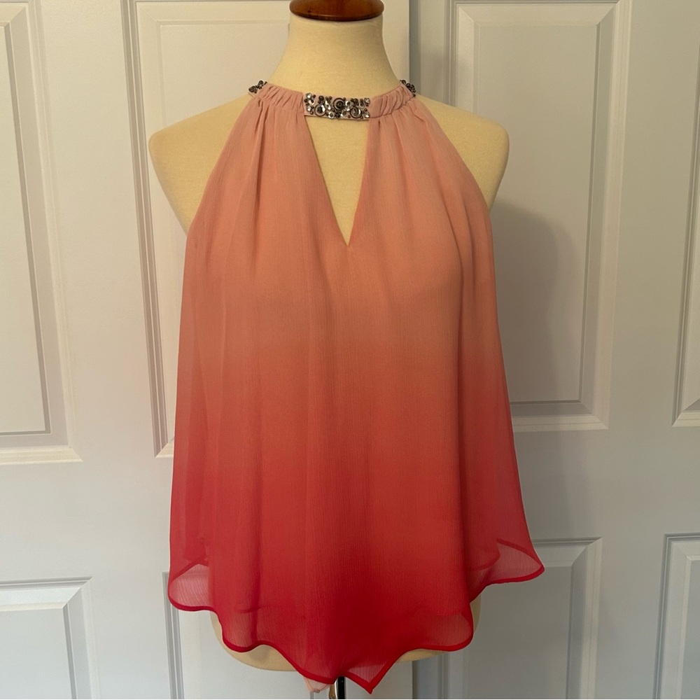 JLO Pink Ombré Jeweled Halter Top - Picture 2 of 5